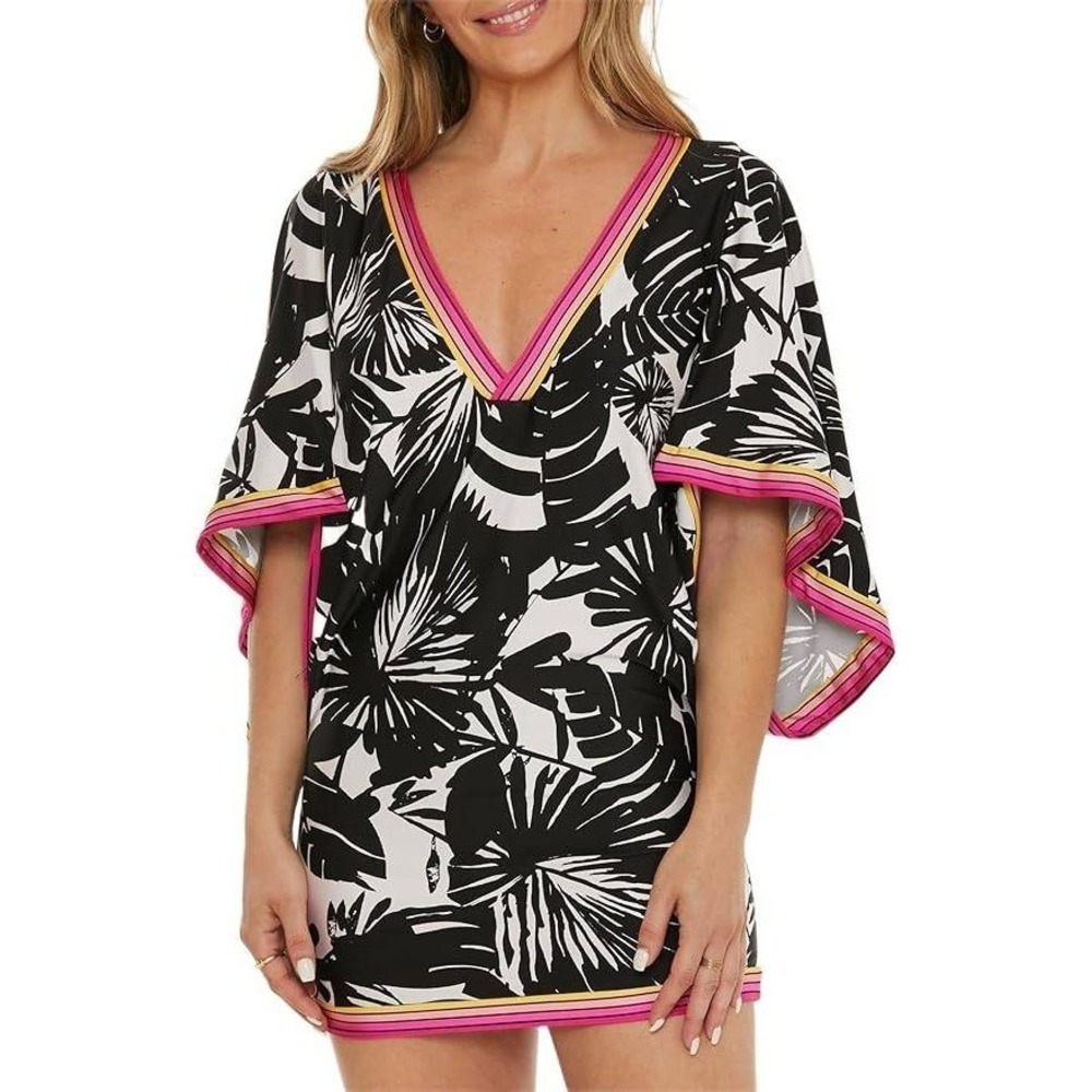 Trina Turk Swim & Spa Tropical Palm  Kimono Sleeve Cover Up Tunic Medium‎ NEW